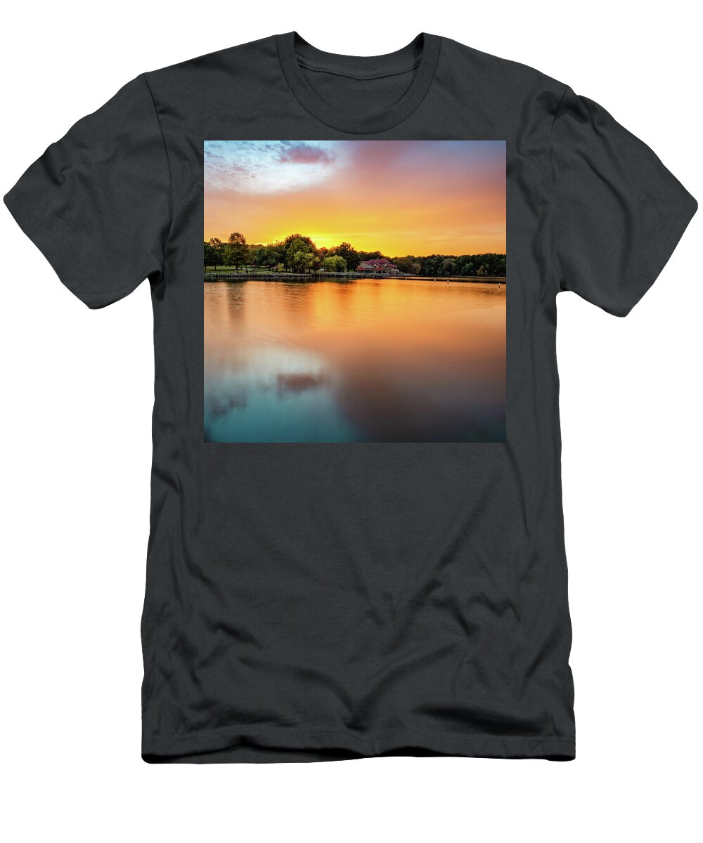 Lake Dardanelle T-Shirt featuring the photograph Lake Dardanelle Sunrise Reflections by Gregory Ballos