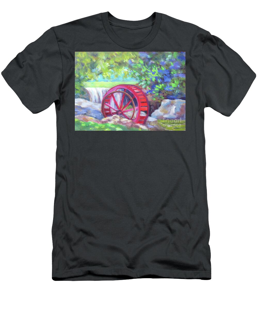 Water T-Shirt featuring the painting Lake Louise Waterwheel by Anne Marie Brown