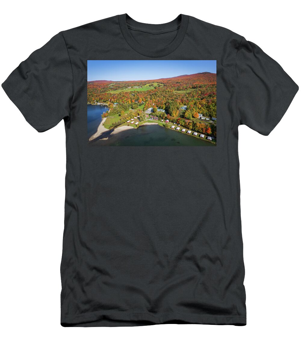 Lake Willoughby T-Shirt featuring the photograph The Sandbar Lake Willoughby, Vermont 10/8/21 by John Rowe