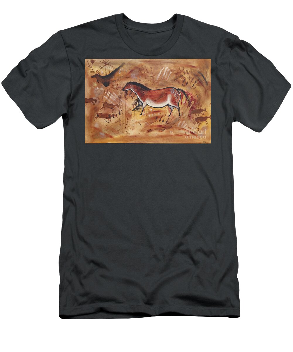 Cave Art T-Shirt featuring the painting Lascaux 1 by Lisa Mutch
