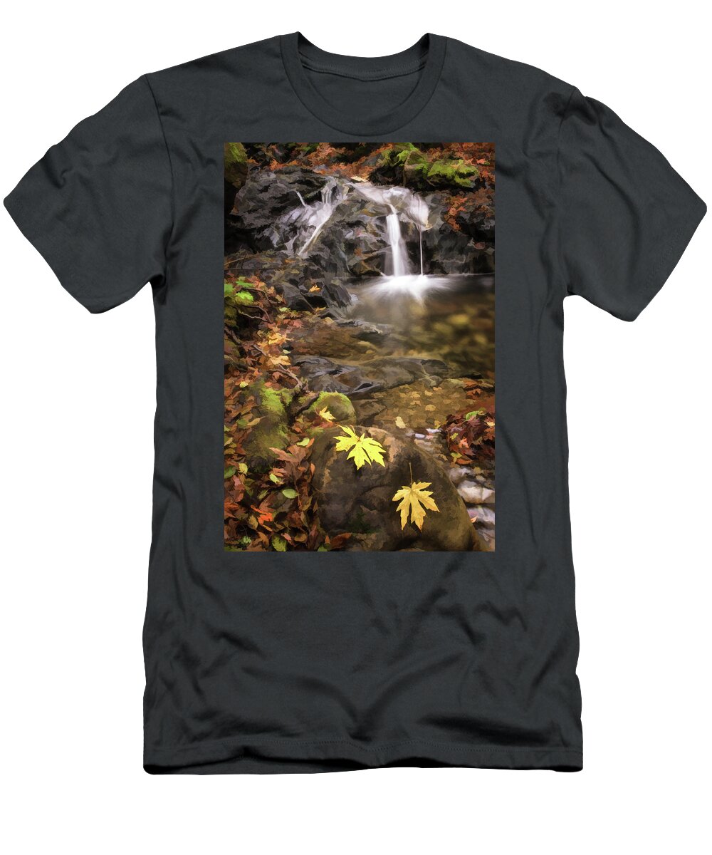 Waterfall T-Shirt featuring the photograph Last Bit of Fall 2 by Linda Villers