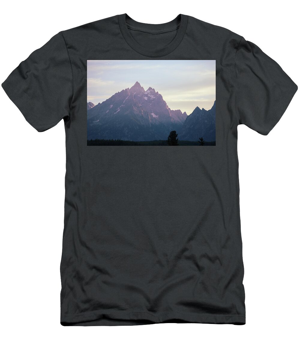 Mountain T-Shirt featuring the photograph Last bit of Teton light by Go and Flow Photos