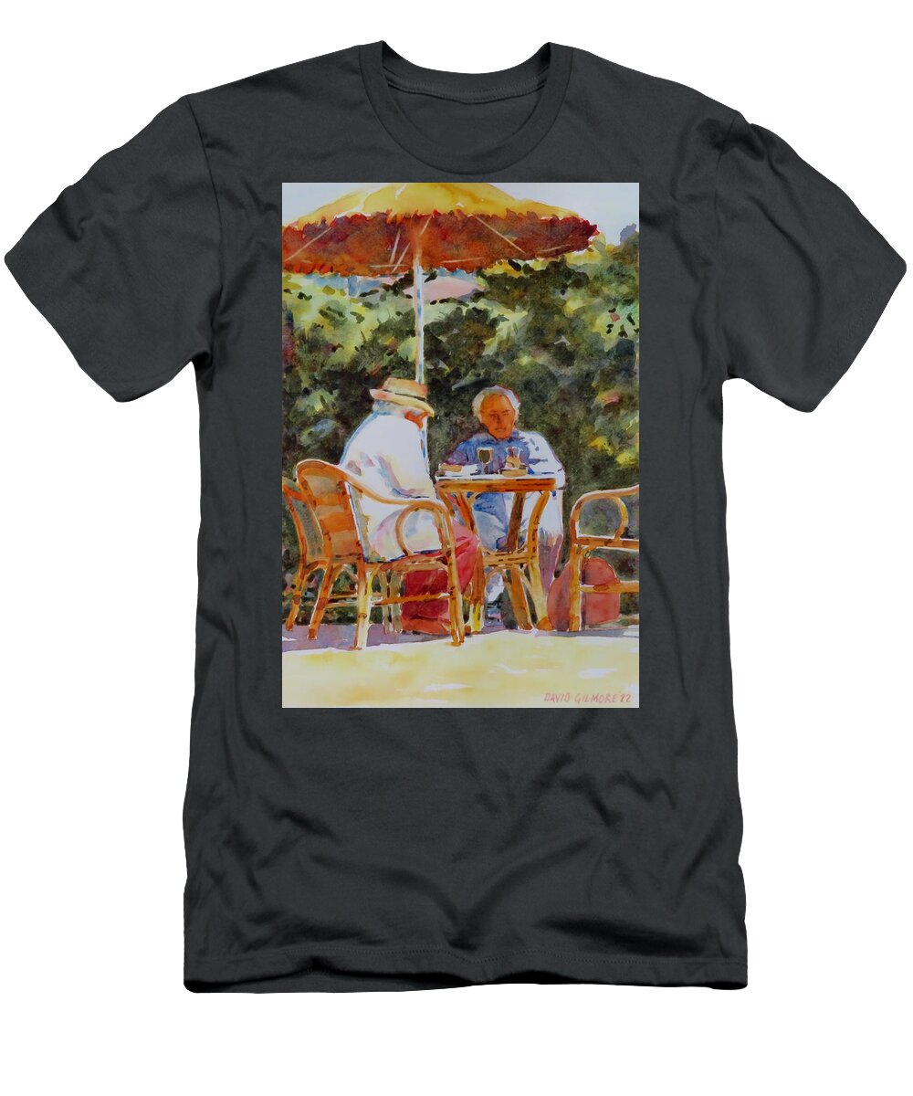 Spring T-Shirt featuring the painting Last Drink Before Flight Home by David Gilmore