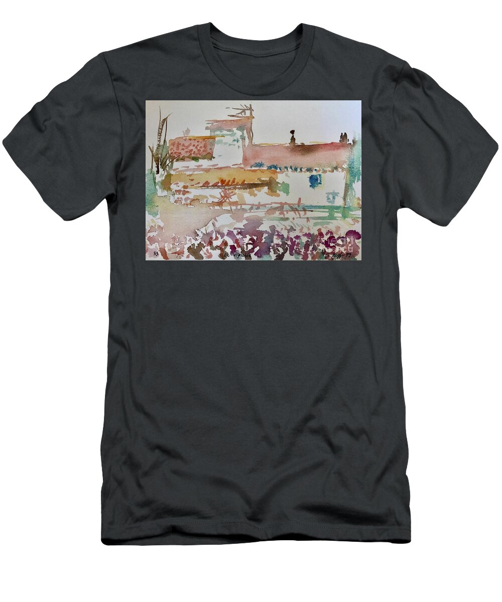 Watercolor Painting T-Shirt featuring the painting Le Vignoble by Glen Neff
