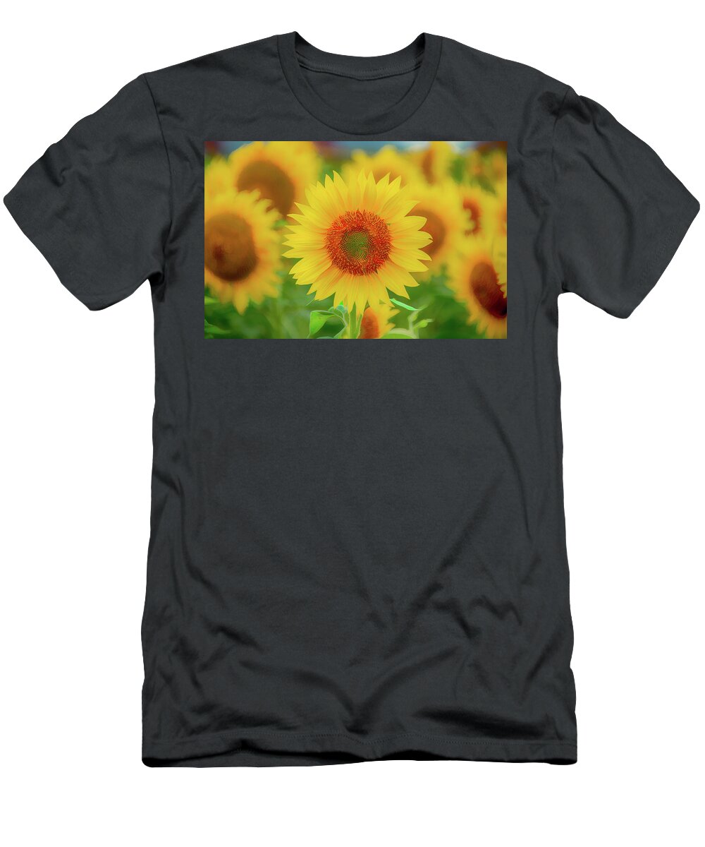Sunflowers T-Shirt featuring the photograph Leader of the Band by Marcy Wielfaert