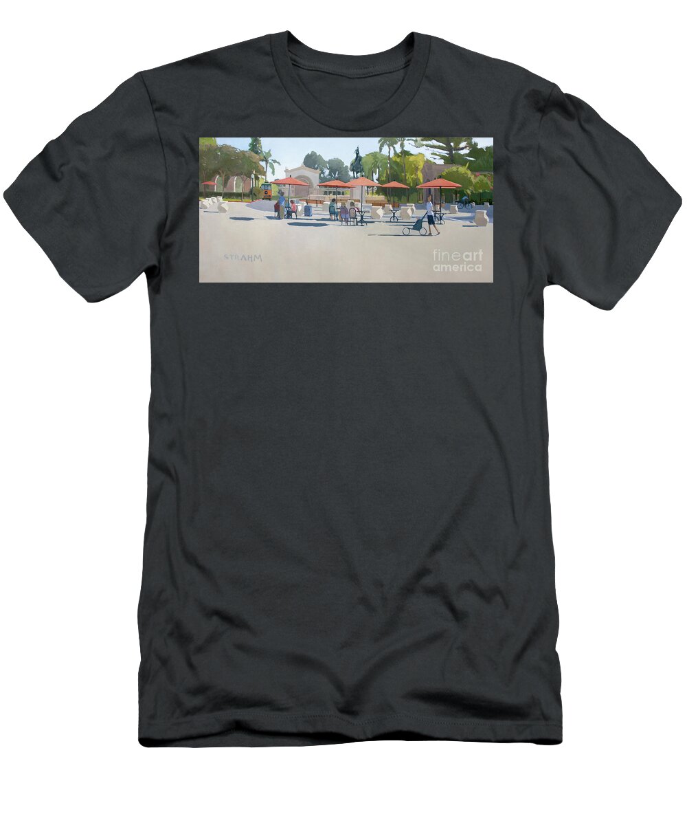 Balboa Park T-Shirt featuring the painting Leisure Time, Balboa Park - San Diego, California by Paul Strahm