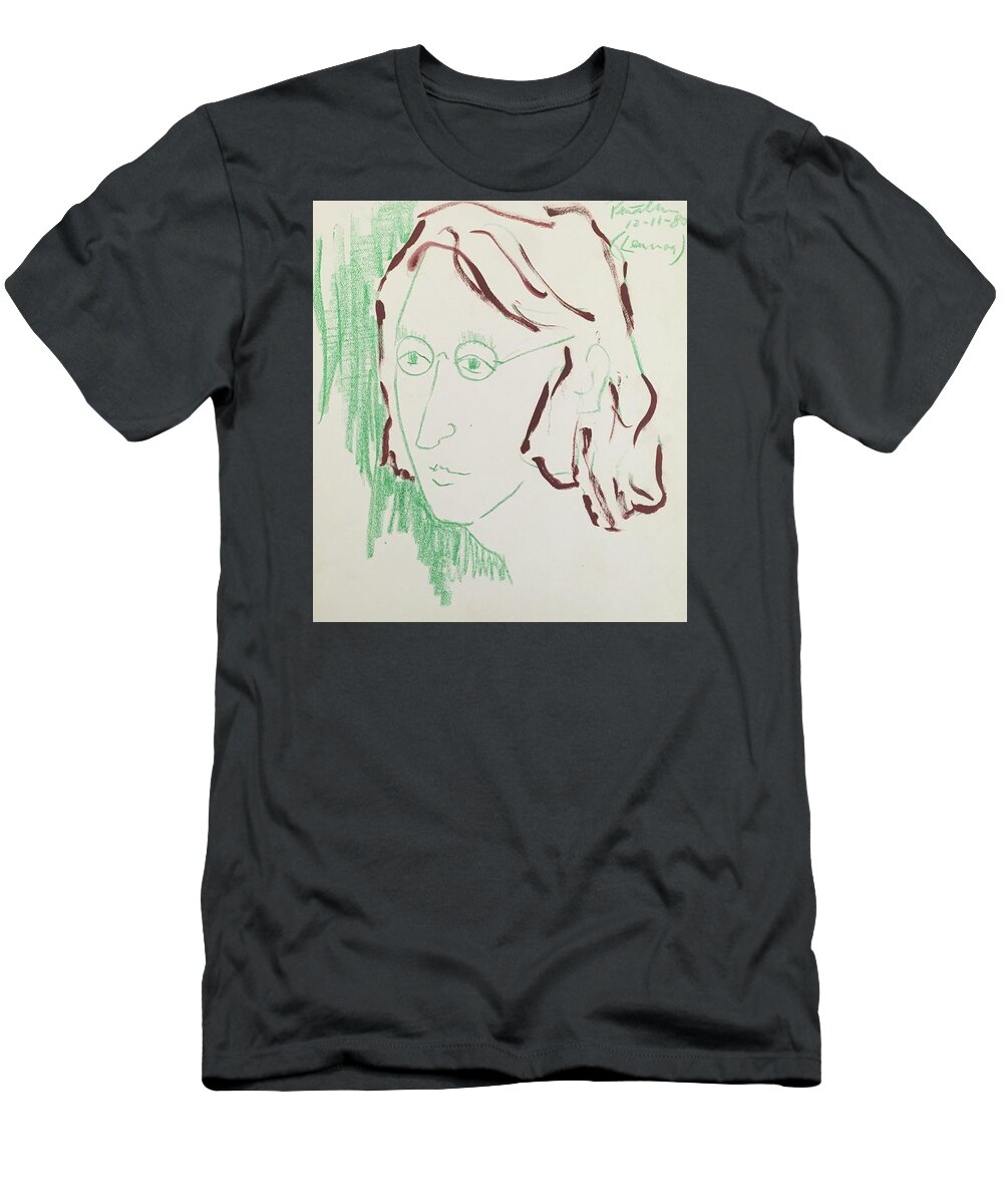 Ricardosart37 T-Shirt featuring the painting Lennon 12-11-80 by Ricardo Penalver deceased