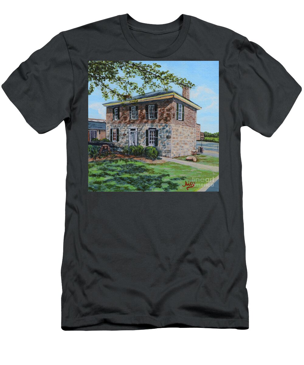 Historic T-Shirt featuring the painting Leonardtown Old Jail Museum and Visitor Center by Aicy Karbstein