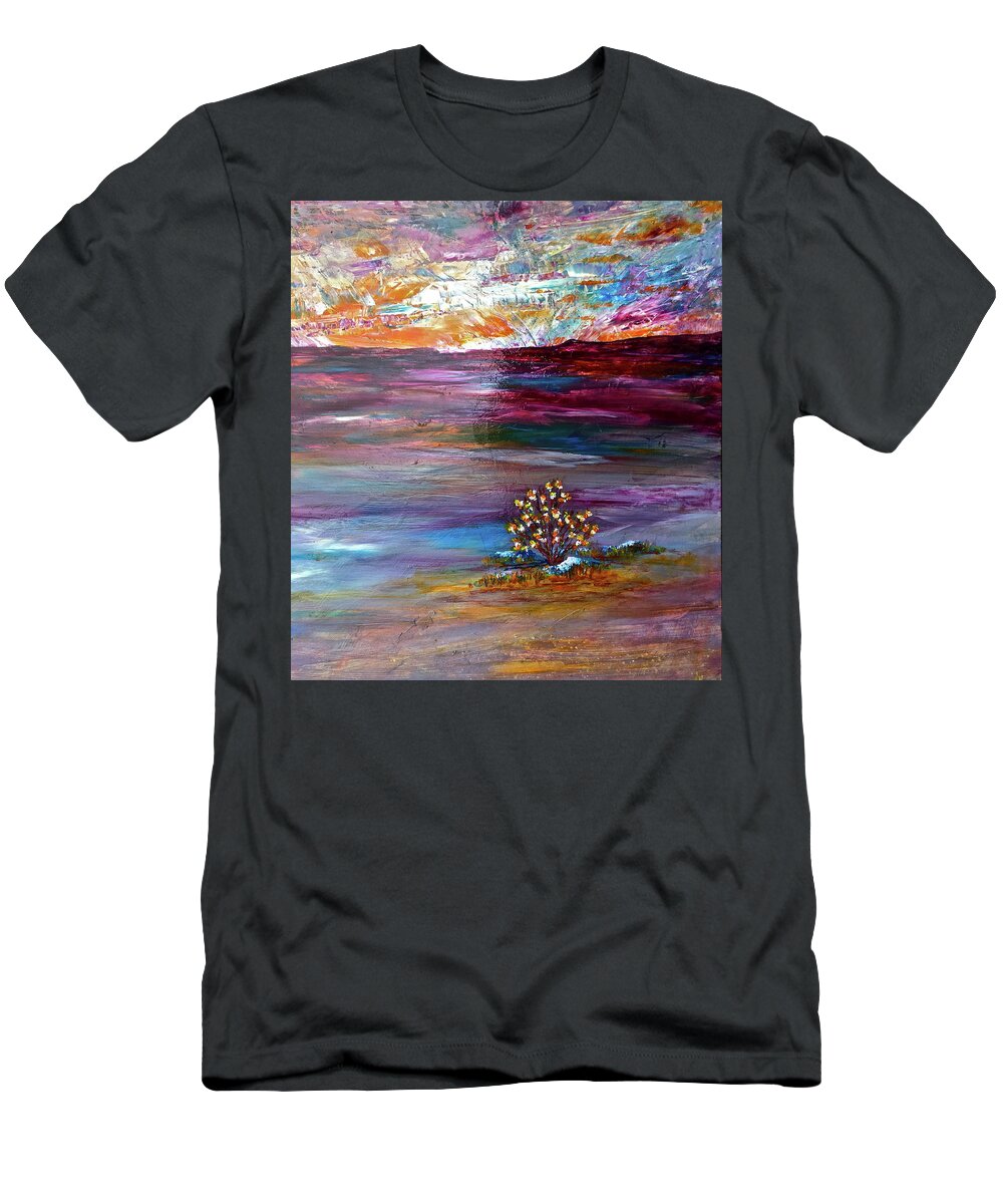 Sunset T-Shirt featuring the painting Life on the Edge of Sunset by Janice Nabors Raiteri