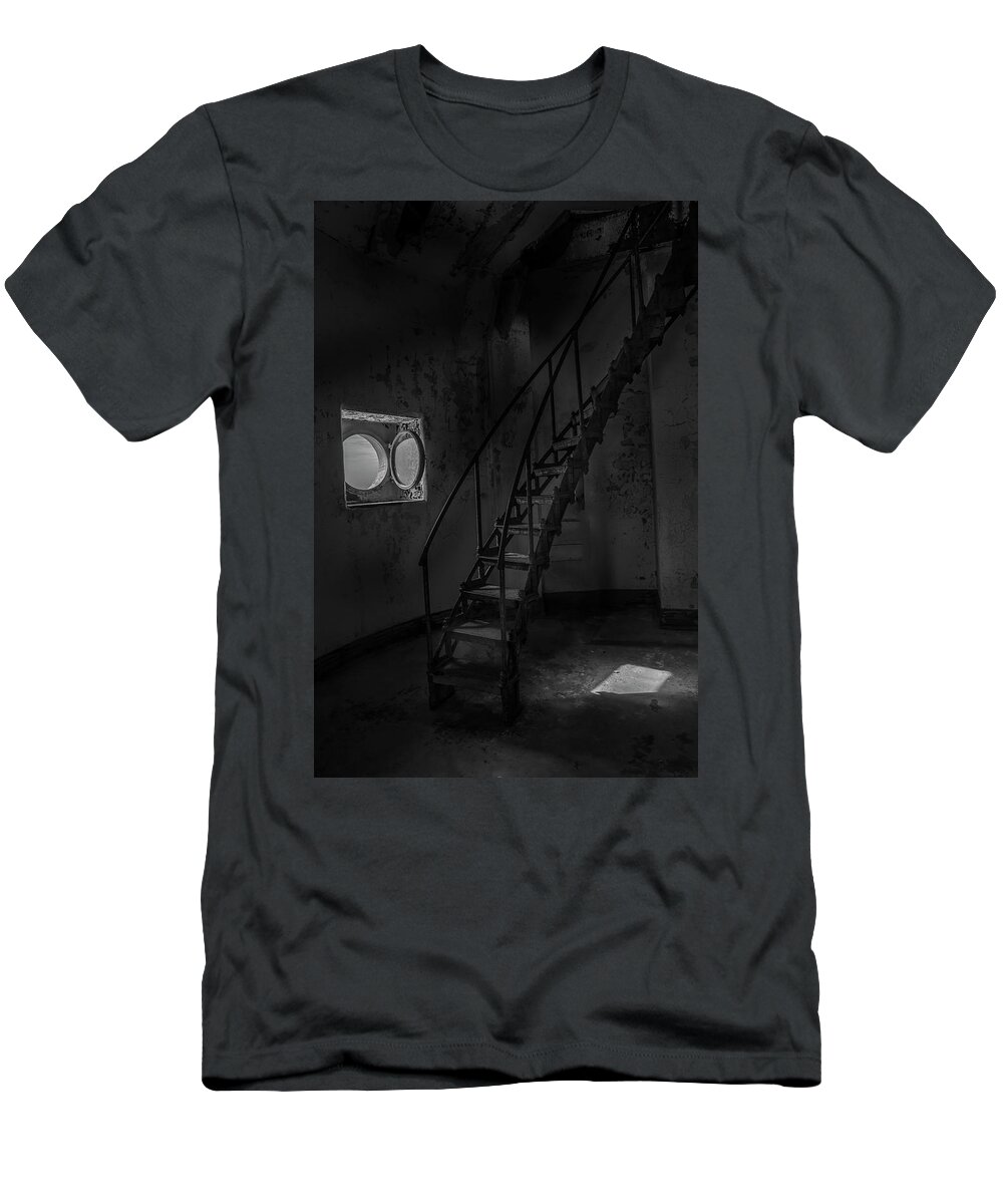 Lighthouse T-Shirt featuring the photograph Light and Shadows of the Lighthouse by Laura Hedien