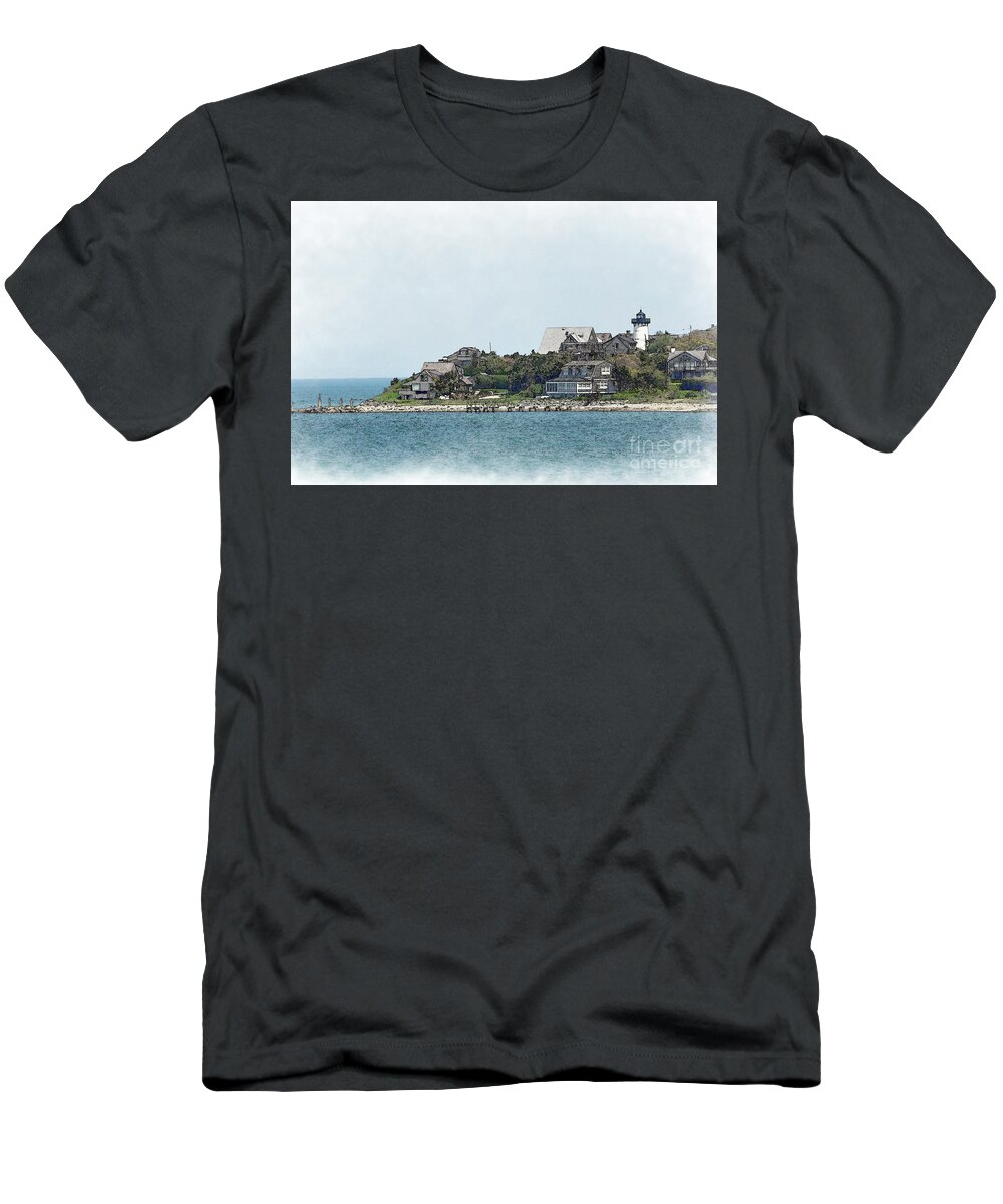 Lighthouse T-Shirt featuring the digital art Lighthouse Point in Watercolor by Kirt Tisdale