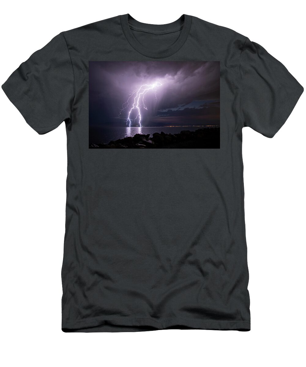 Storm T-Shirt featuring the photograph Lightning Man by Wesley Aston