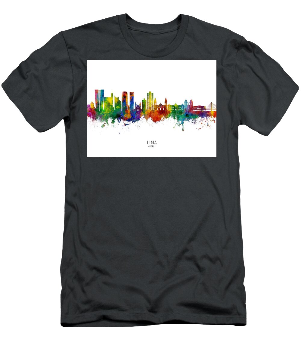 Lima T-Shirt featuring the digital art Lima Peru Skyline #57 by Michael Tompsett