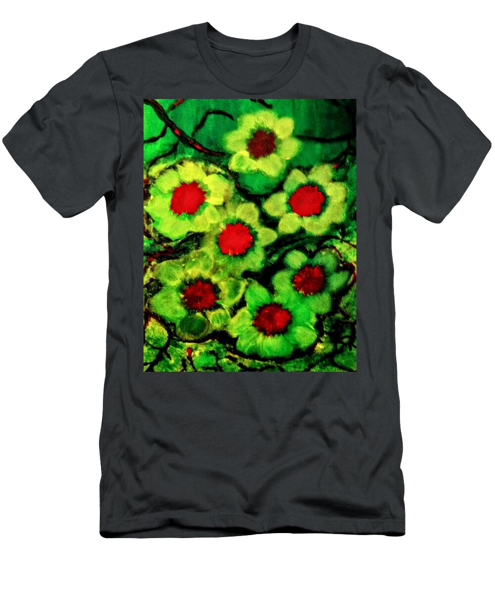 Lime T-Shirt featuring the painting Lime Flower by Anna Adams