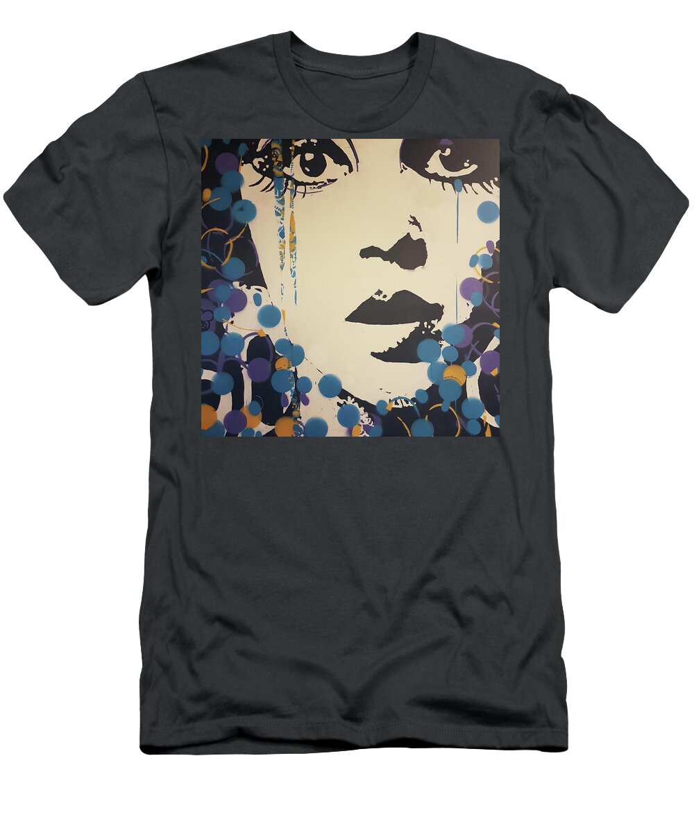 Linda Ronstadt T-Shirt featuring the painting Linda Ronstadt - Blue Bayou by Paul Lovering