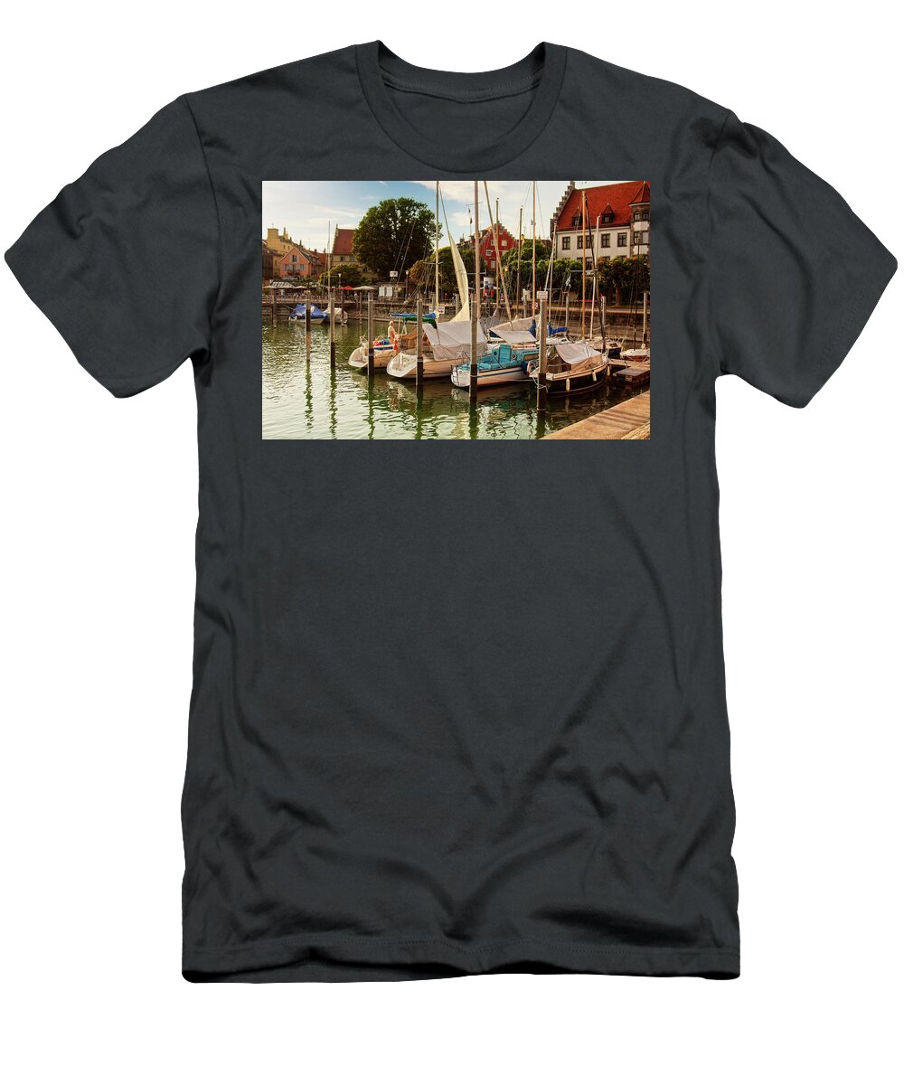 Lindau T-Shirt featuring the photograph Lindau marina on Lake Constance, Germany by Tatiana Travelways