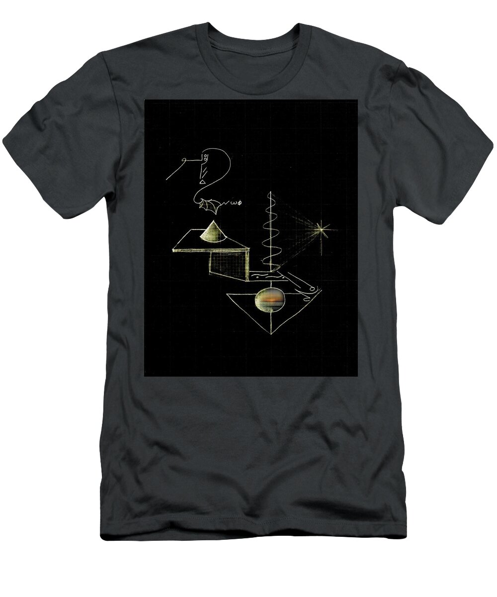 Sacred T-Shirt featuring the drawing Linguistic Materialization by Raymond Fernandez