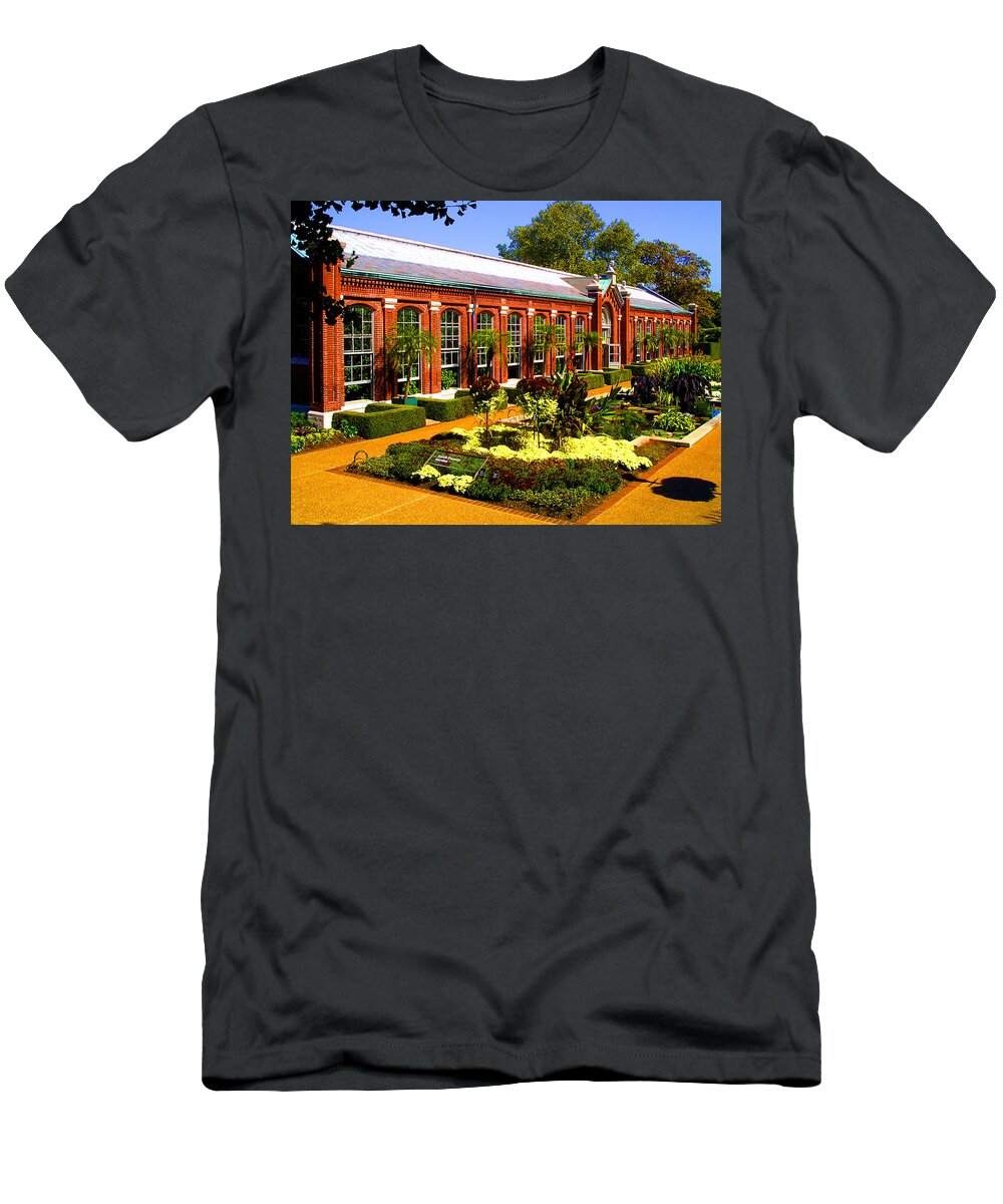 Architecture T-Shirt featuring the photograph Linnean House, Missouri Botanical Garden Landscape by Patrick Malon