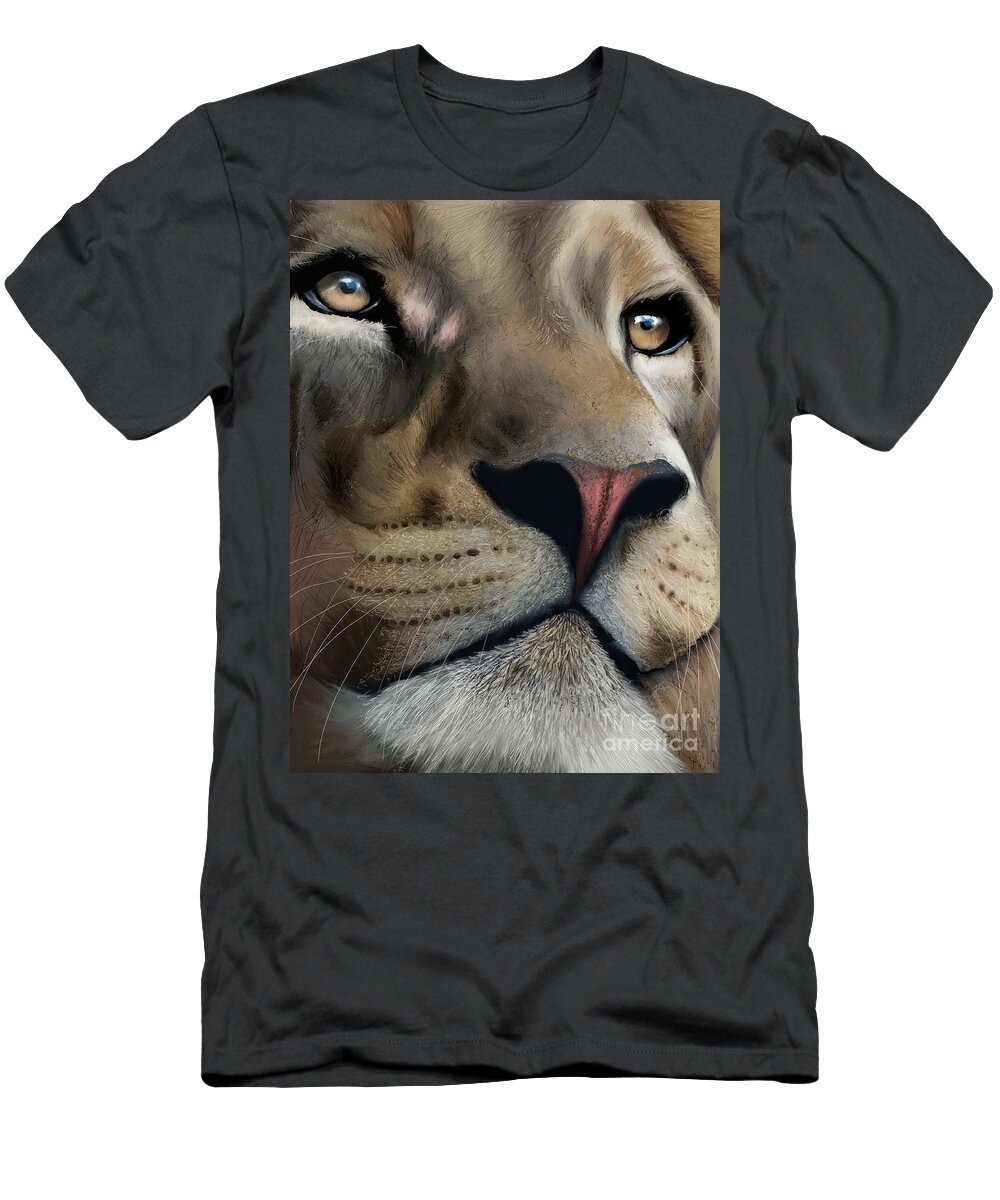 Animal T-Shirt featuring the digital art Lion study 1 by Darren Cannell