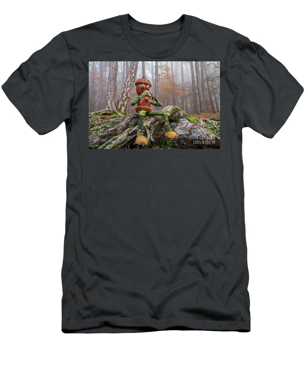 Figure T-Shirt featuring the photograph Little Acorn Man Looking for Wildlife by Arterra Picture Library