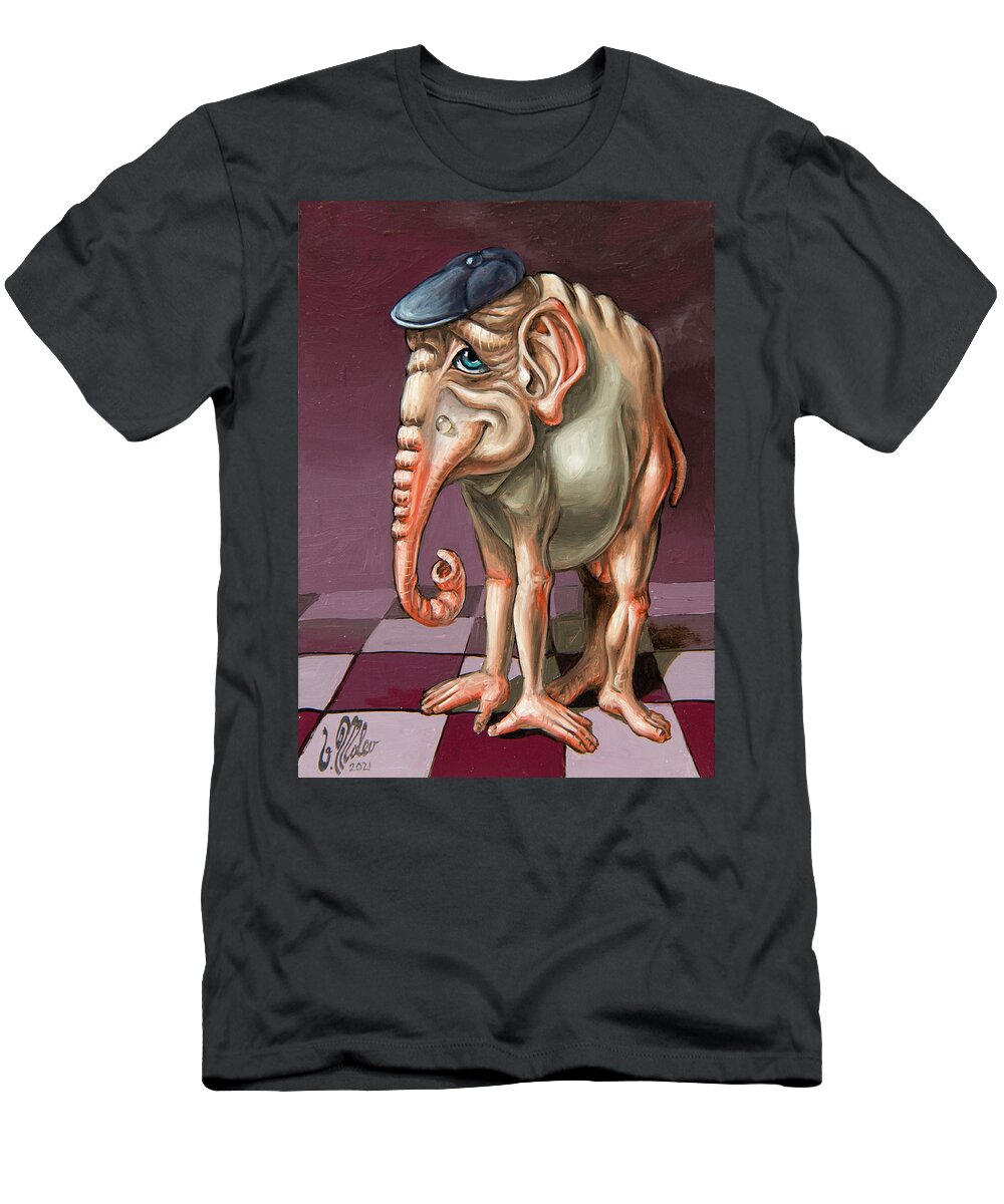 Surrealism T-Shirt featuring the painting Little Glamorous Elephant by Victor Molev