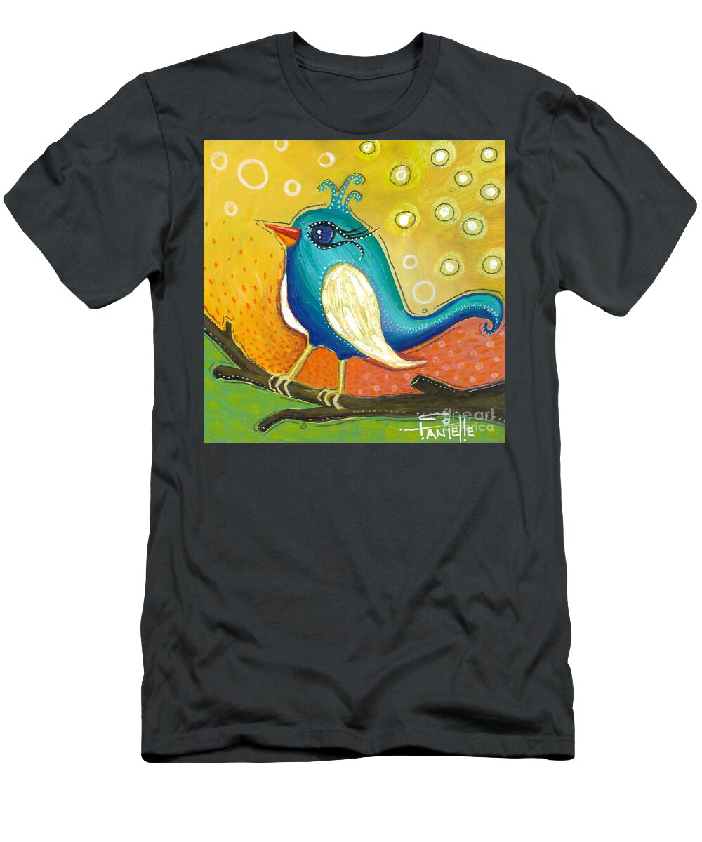 Jay Bird T-Shirt featuring the painting Little Jay Bird by Tanielle Childers