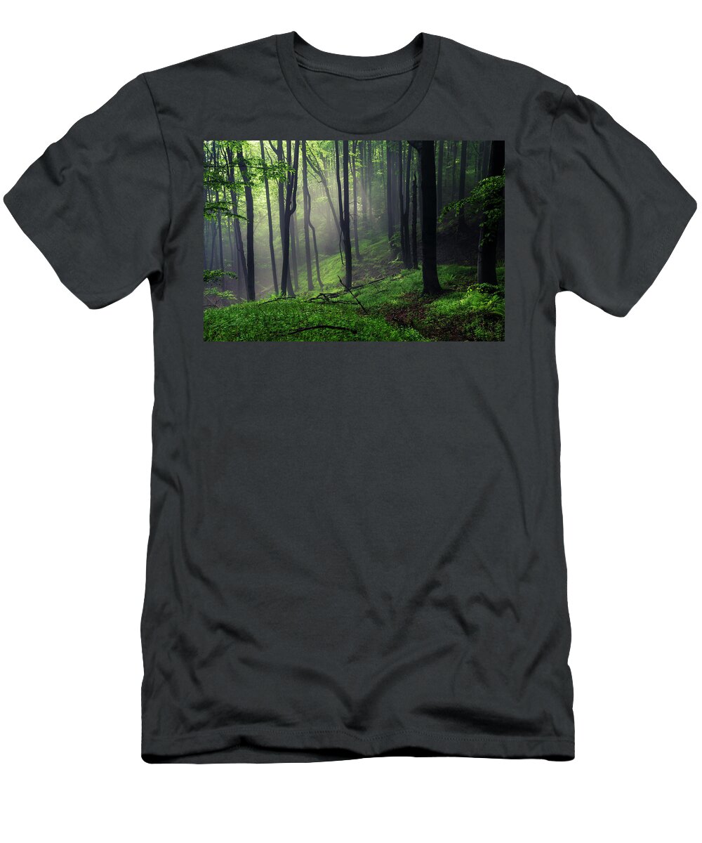 Mist T-Shirt featuring the photograph Living Forest by Evgeni Dinev