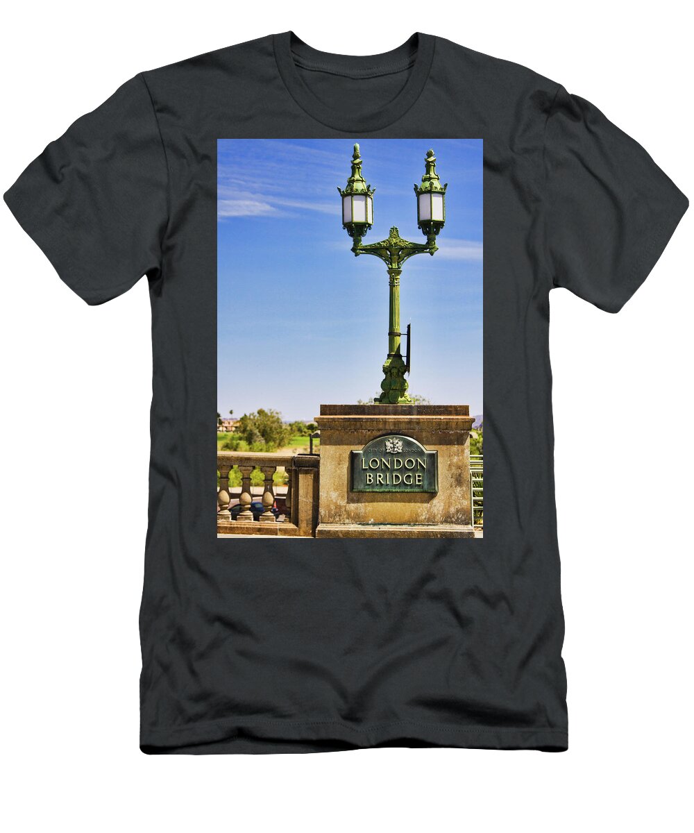 London Bridge T-Shirt featuring the photograph London Bridge original sign, Arizona by Tatiana Travelways