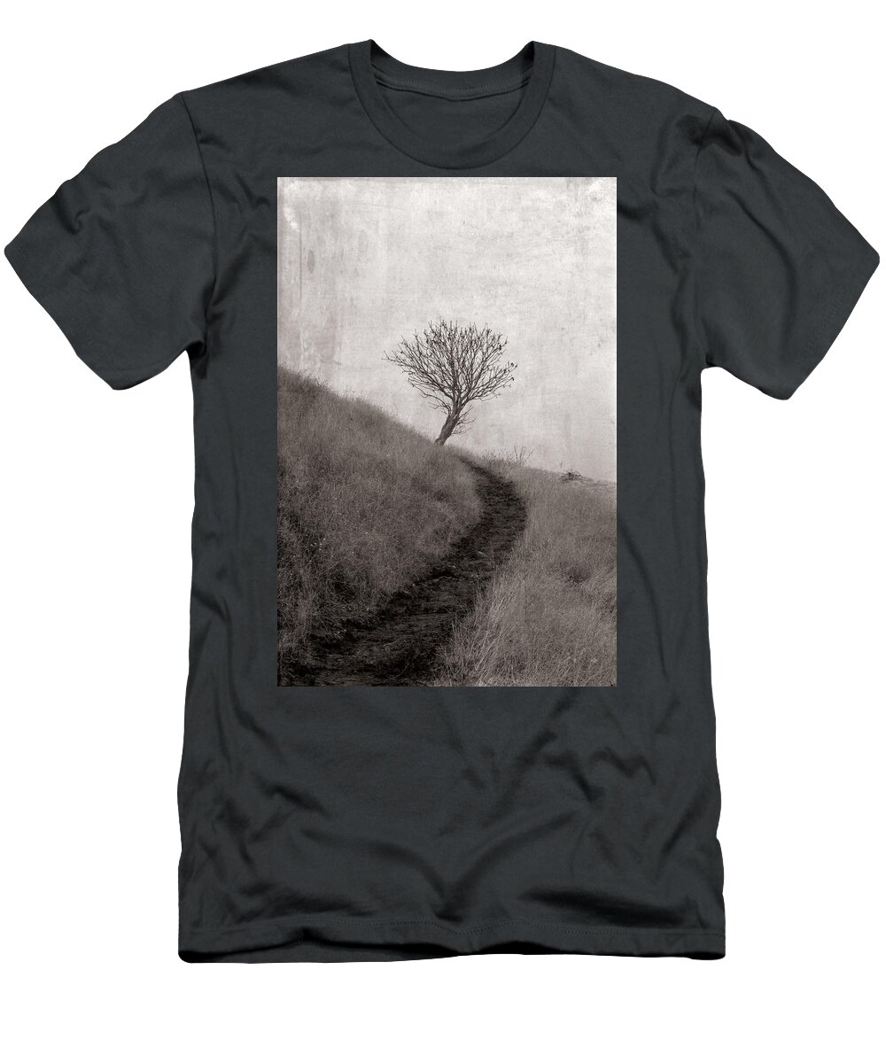 Lone Tree T-Shirt featuring the photograph Lone tree where the path ends by Alessandra RC