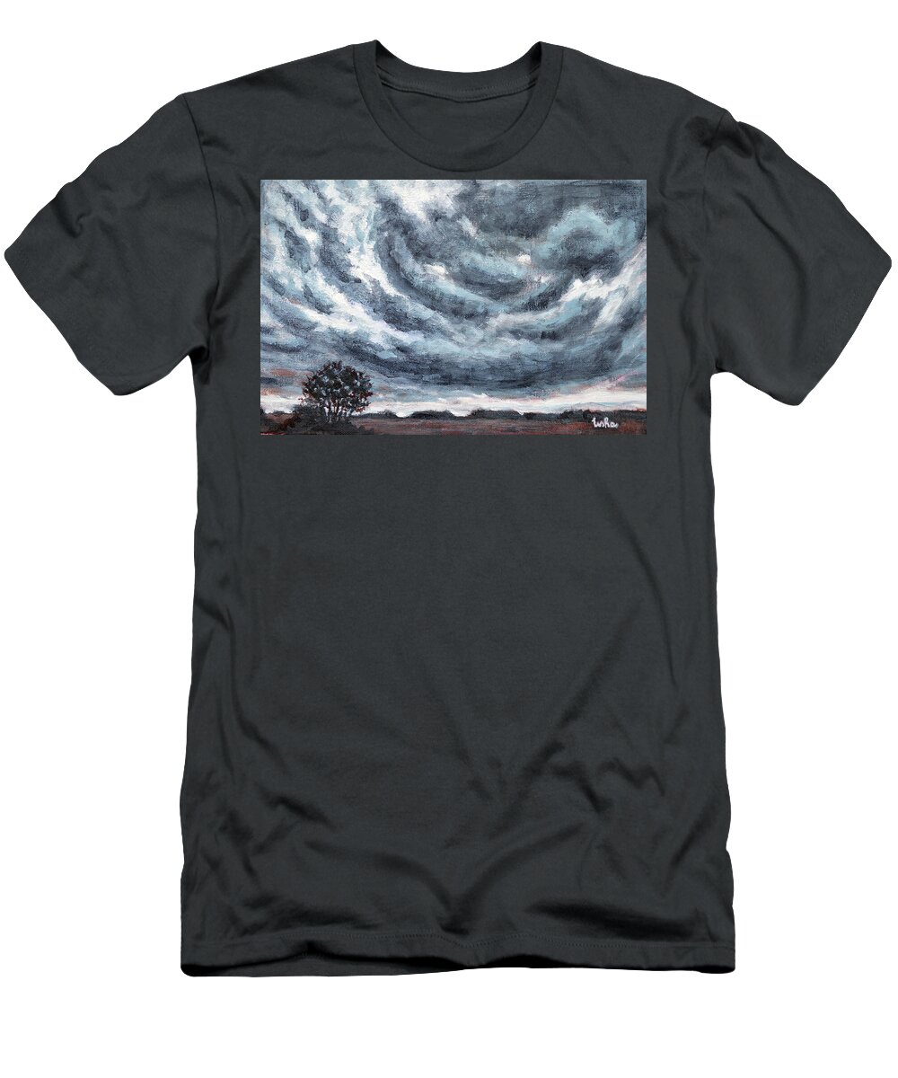 Looming Large T-Shirt featuring the painting Looming Large by Usha Shantharam