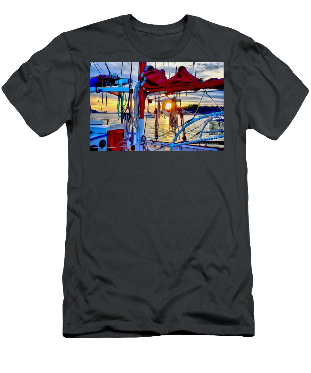 Sunset T-Shirt featuring the photograph Lopez Sunset Through the Lifebuoy by Sea Change Vibes