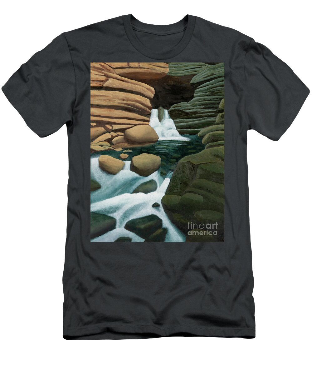 Lost Valley T-Shirt featuring the painting Lost Valley Natural Bridge by Garry McMichael