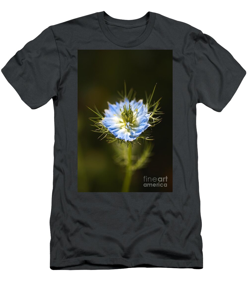 Nigella T-Shirt featuring the photograph Love In The Mist Just Opened by Joy Watson