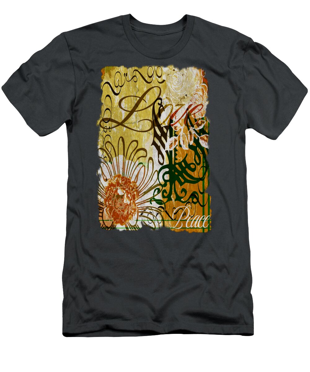 Love T-Shirt featuring the digital art Lovely Peaceful Pretty Peony Floral by Delynn Addams