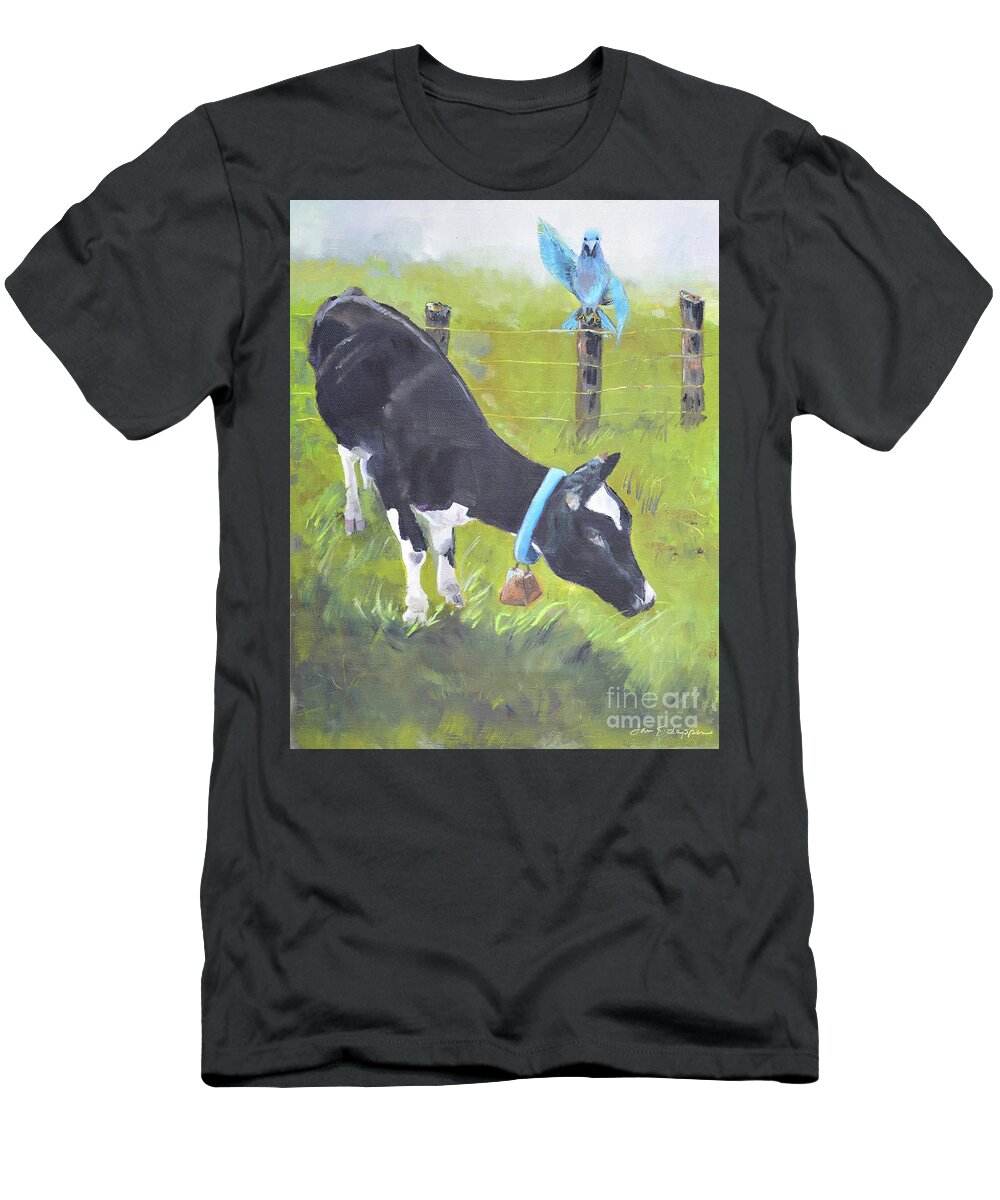  T-Shirt featuring the painting Lovey Dovey and Bessie by Jan Dappen