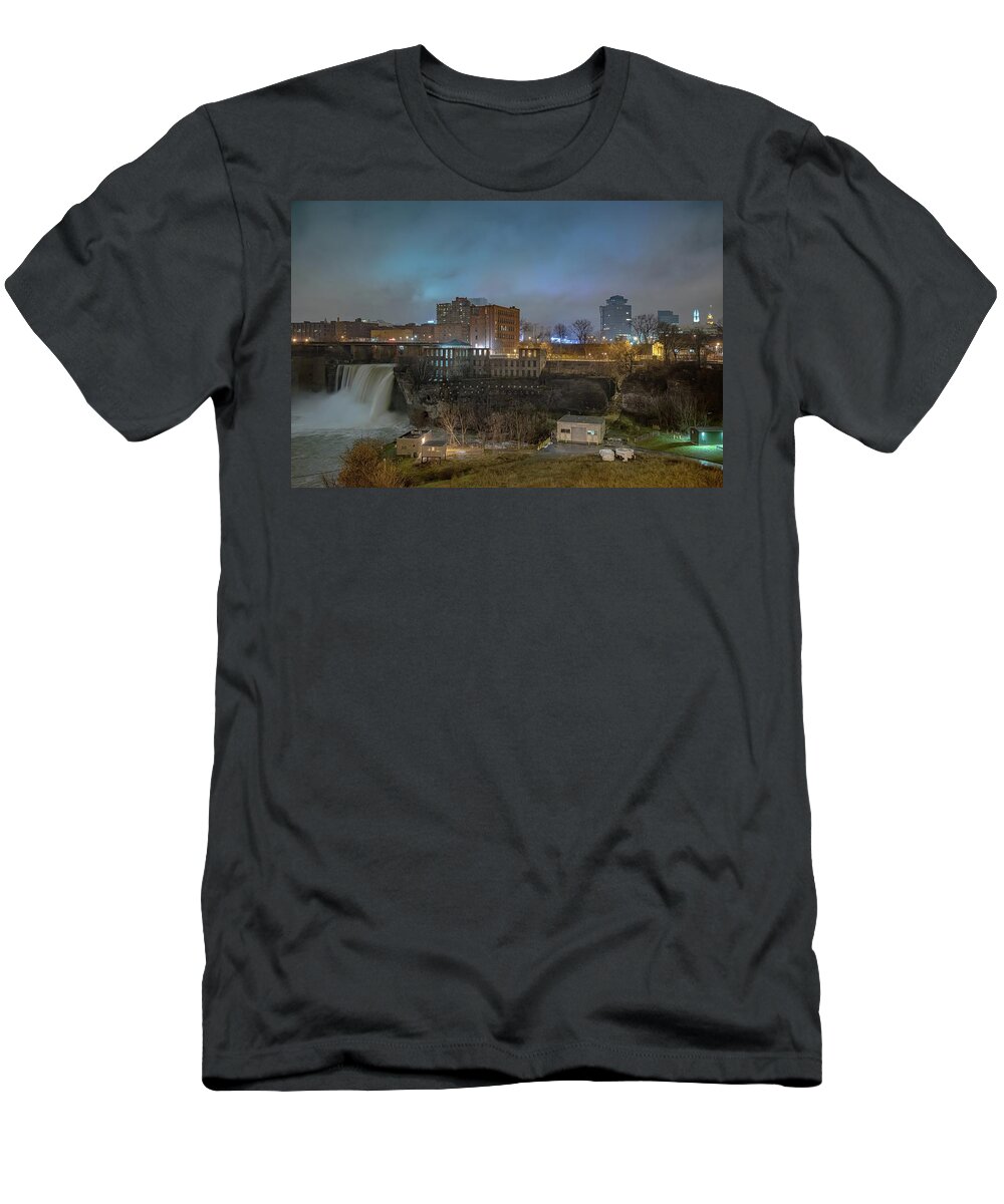 Waterfall T-Shirt featuring the photograph Low Clouds over High Falls by Guy Coniglio