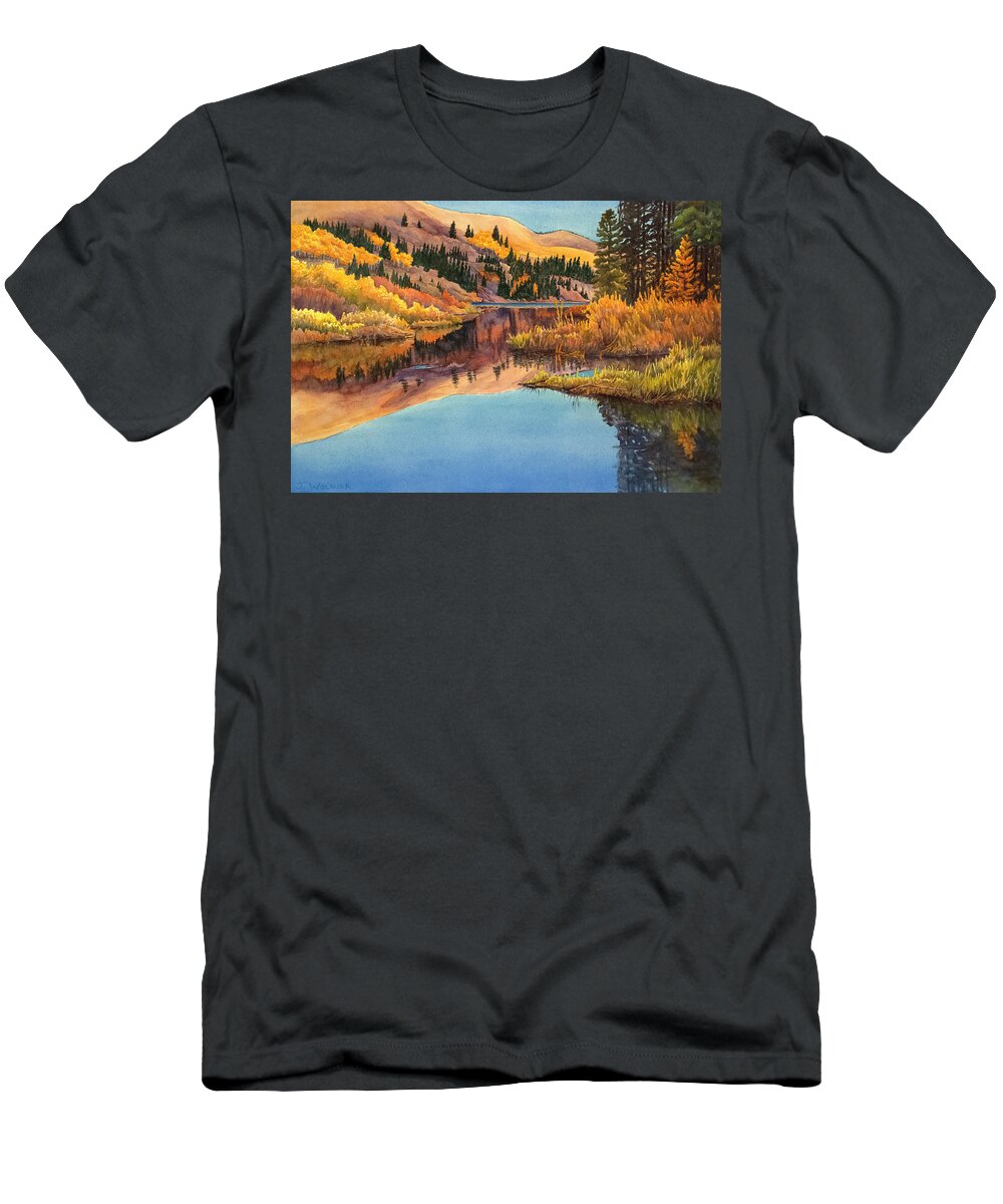 Artist T-Shirt featuring the mixed media Lower Cataract Lake by Joan Wolbier
