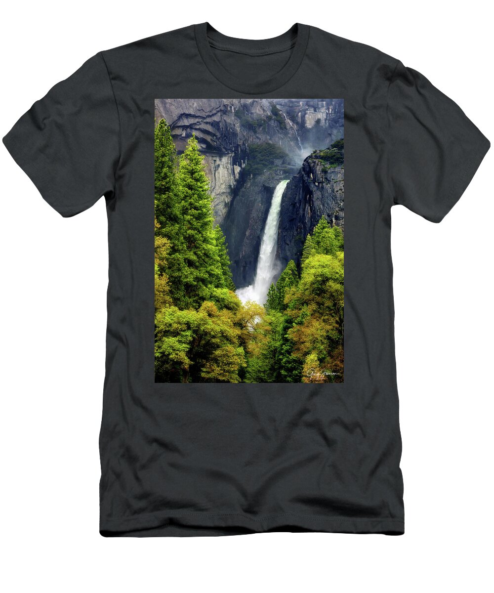 Yosemite T-Shirt featuring the photograph Lower Yosemite Falls by Gary Johnson