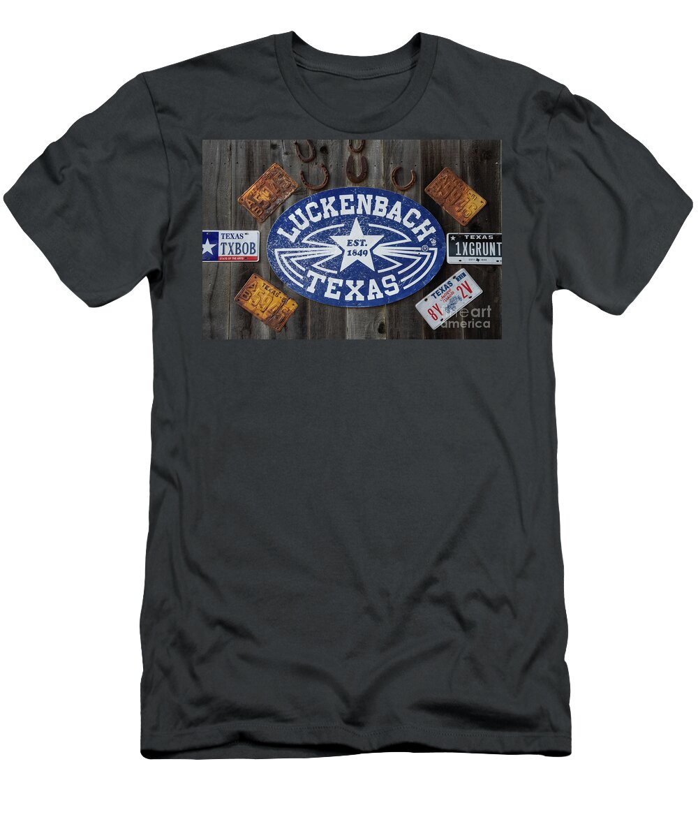 Luckenbach Sign T-Shirt featuring the photograph Luckenbach Sign by Bee Creek Photography - Tod and Cynthia