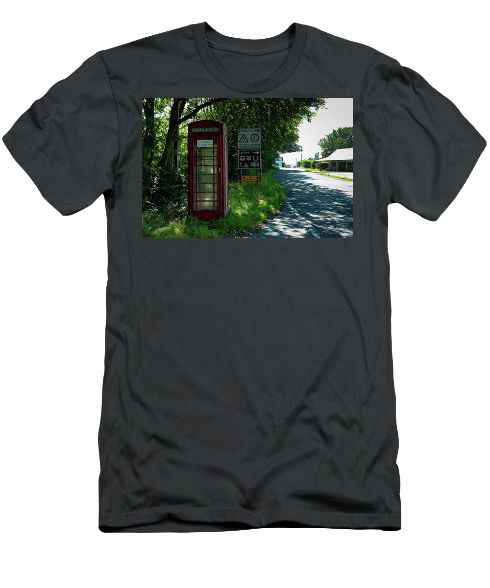 Lydford Red Telephone Box T-Shirt featuring the photograph Lydford Red Telephone Box by Helen Jackson
