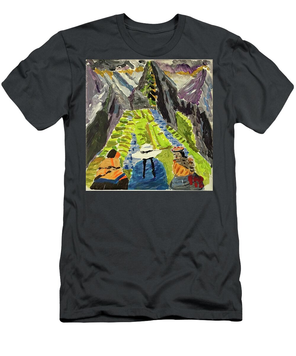  T-Shirt featuring the painting Machu Pichu journey by John Macarthur