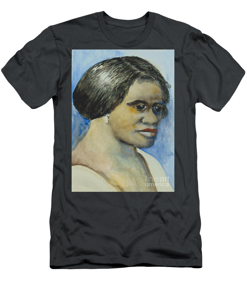 Beauty Products T-Shirt featuring the painting Madam CJ Walker by Saundra Johnson