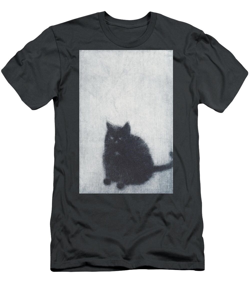 Cat T-Shirt featuring the drawing Madame X - etching by David Ladmore