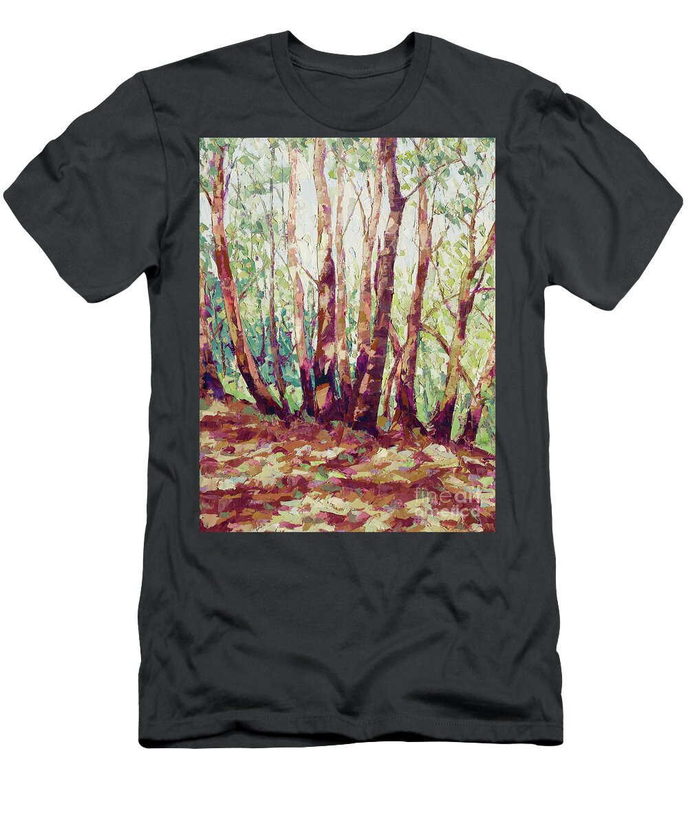 Madrone T-Shirt featuring the painting Madrone Grove by PJ Kirk