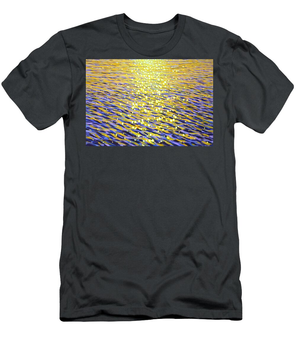 Evening T-Shirt featuring the painting Magic light 9. by Iryna Kastsova