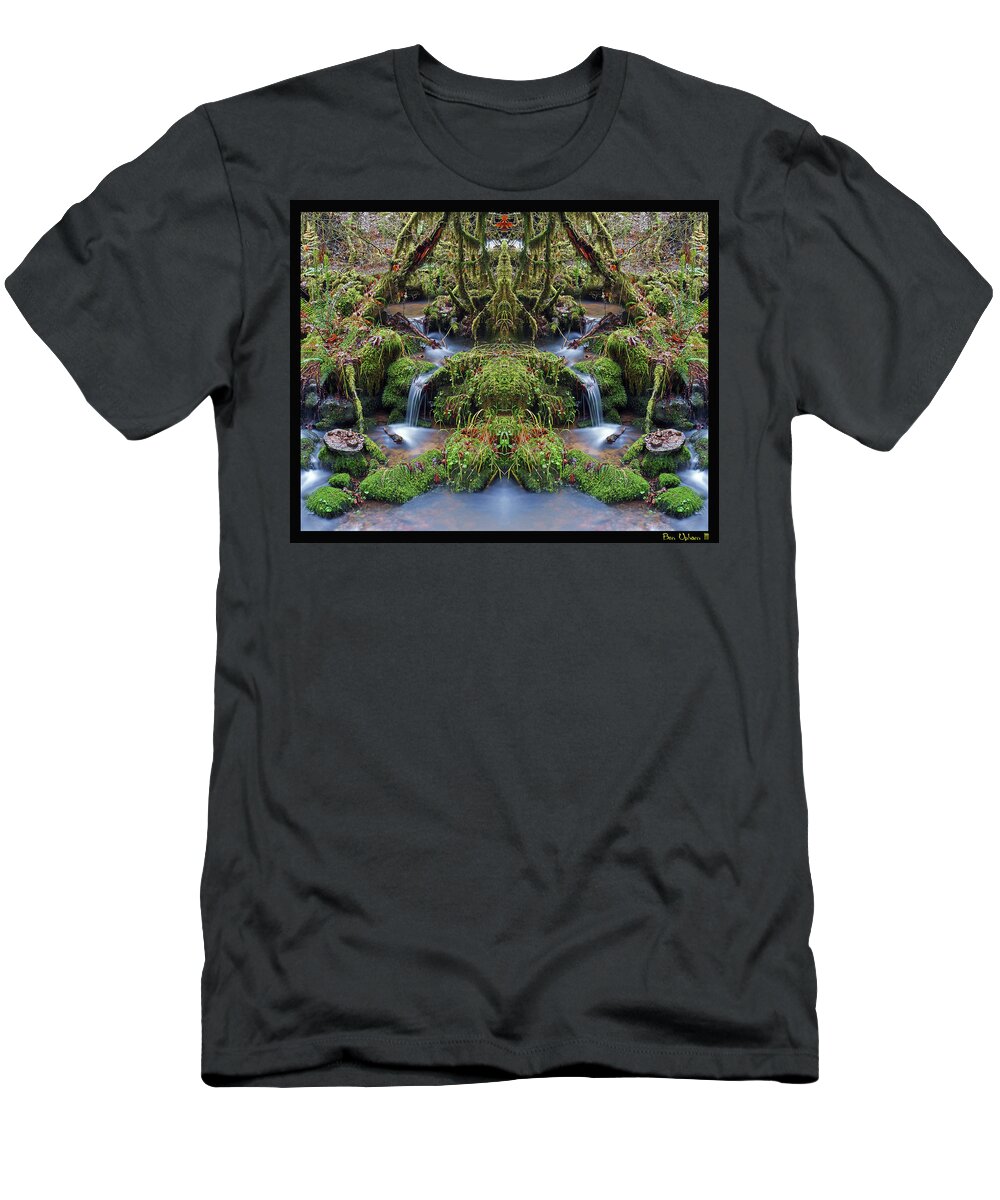 Nature Art T-Shirt featuring the photograph Magical Space on Wilson Creek with a Black Border by Ben Upham III