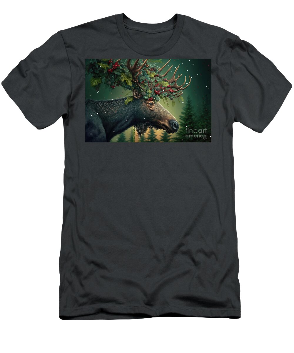 Moose T-Shirt featuring the painting Magnificent Moose by Tina LeCour