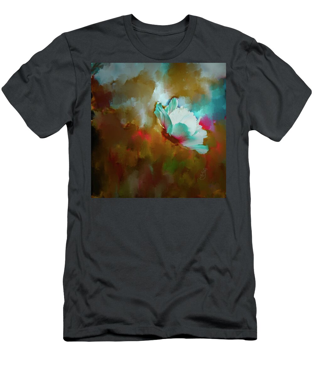  Magnolia On Abstract T-Shirt featuring the mixed media Magnolia on abstract #j9 by Leif Sohlman