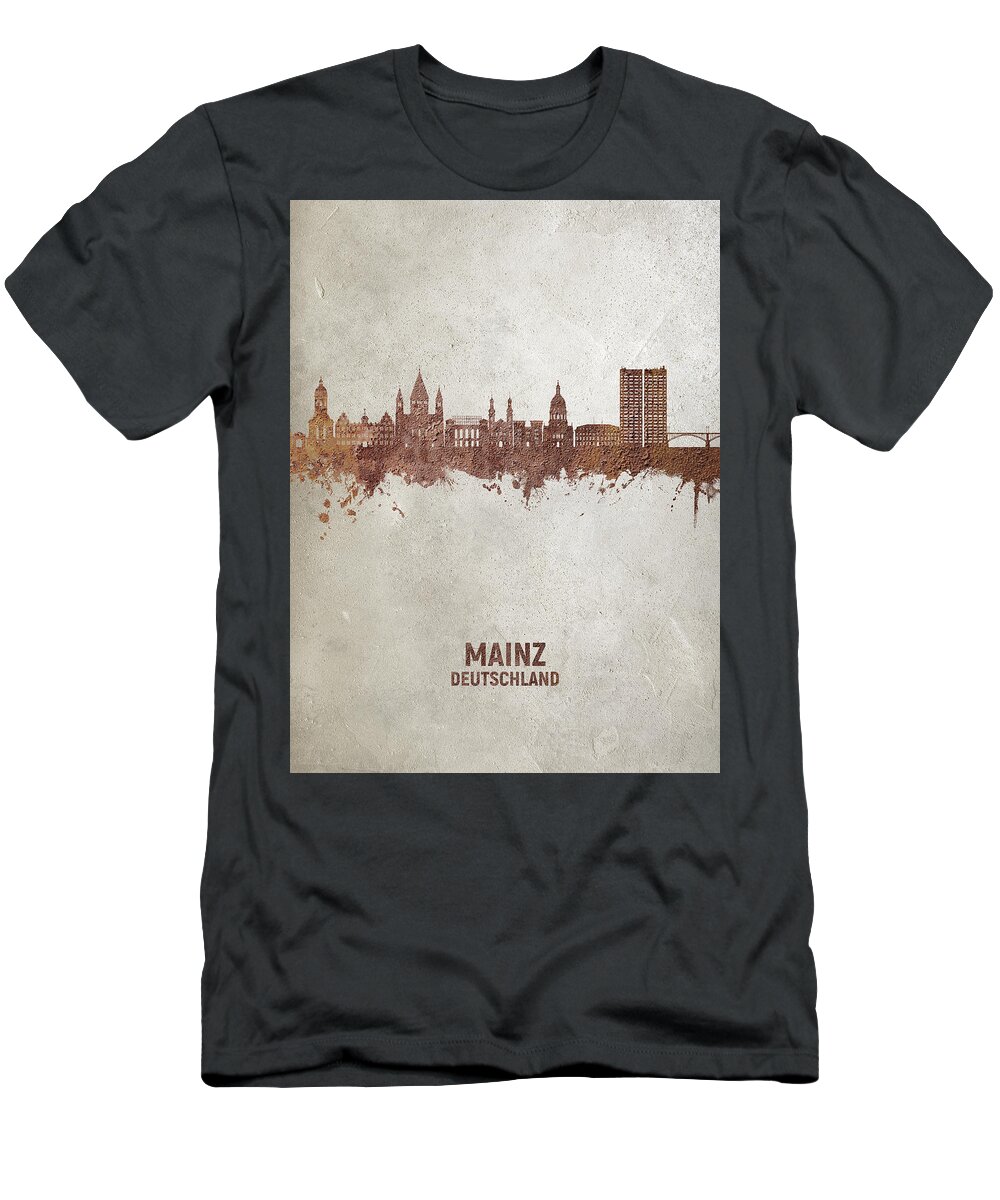 Mainz T-Shirt featuring the digital art Mainz Germany Skyline #05 by Michael Tompsett
