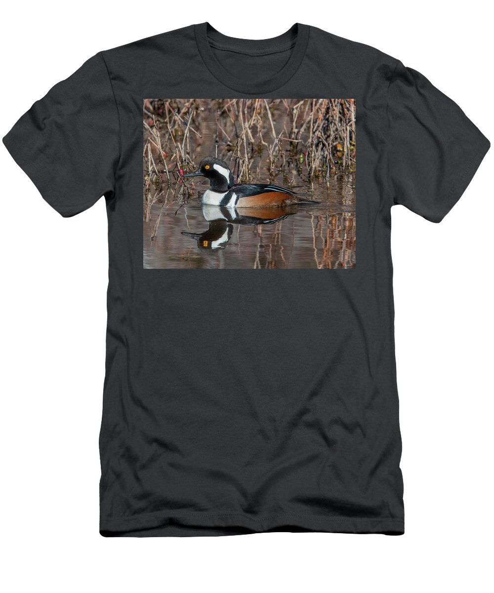 Nature T-Shirt featuring the photograph Male Hooded Merganser DWF0231 by Gerry Gantt